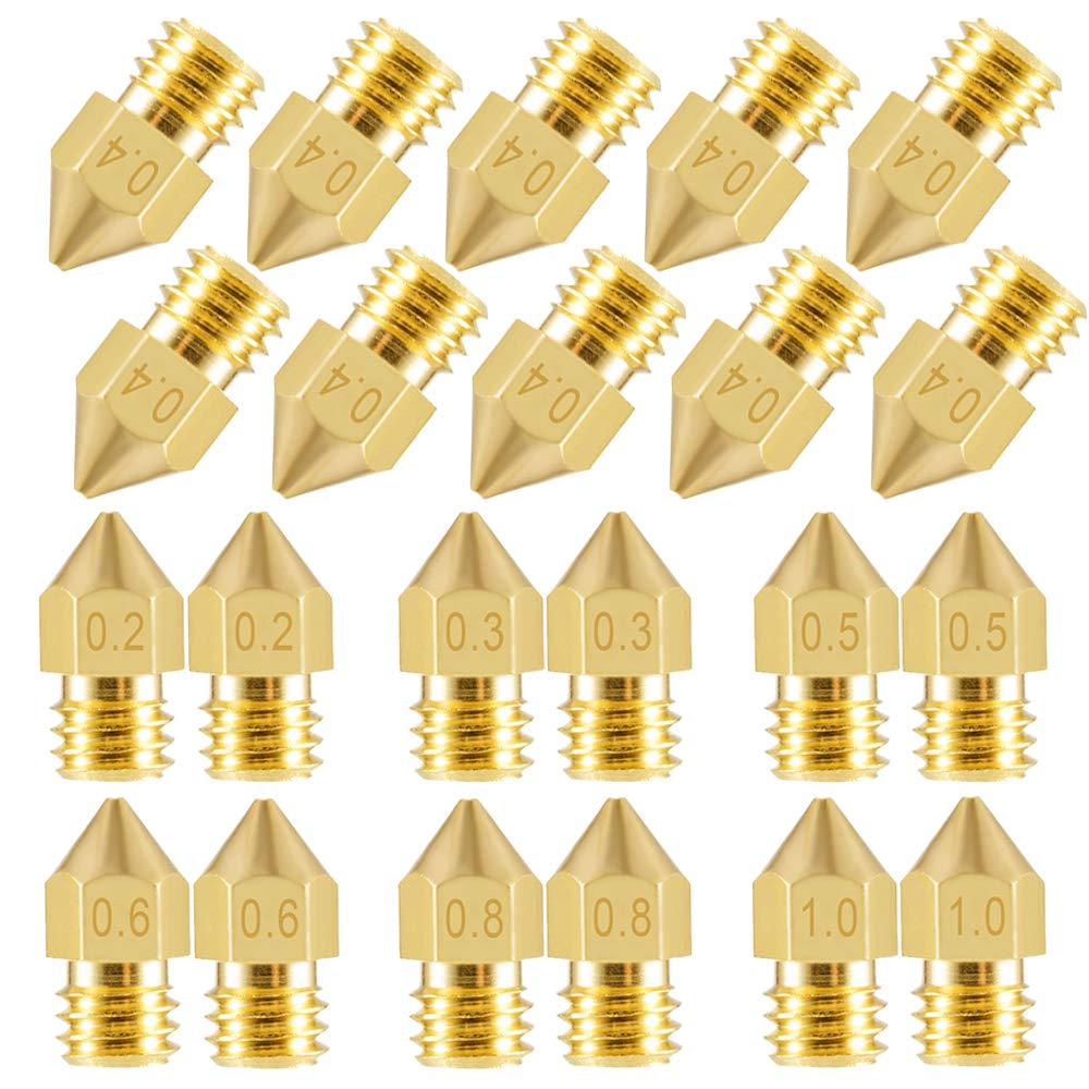 SIQUK 22 Pieces 3D Printer Nozzles MK8 Nozzle 0.2mm, 0.