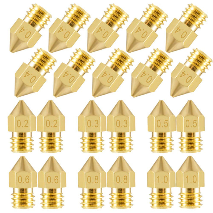 SIQUK 22 Pieces 3D Printer Nozzles MK8 Nozzle 0.2mm, 0.