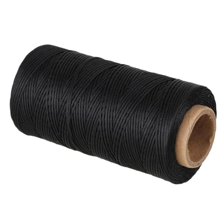 DIY Hand Work Waxed Lacing Tape Flat Leather Thread, 260m Spool Black