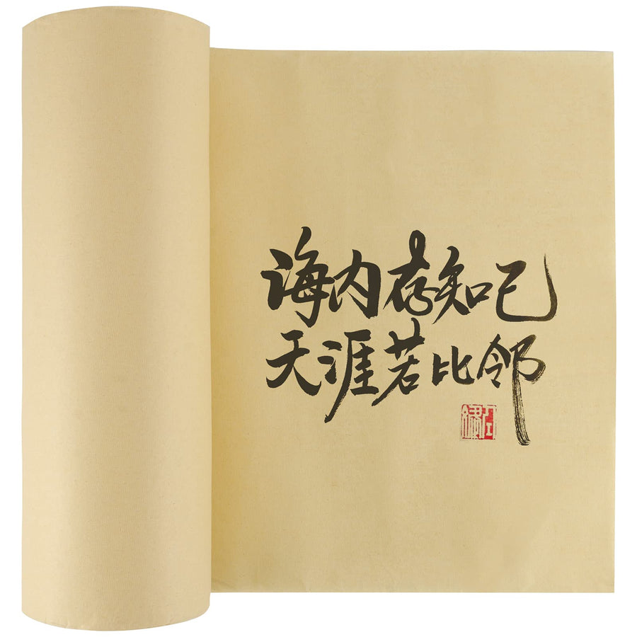 Chinese Japanese Calligraphy Paper Roll, Half Raw Ripe Sumi Paper Maobian Xuan Paper Without Grids, Bamboo Writing Paper Roll for Drawing Practice Size 328 feet x 13.7 inch