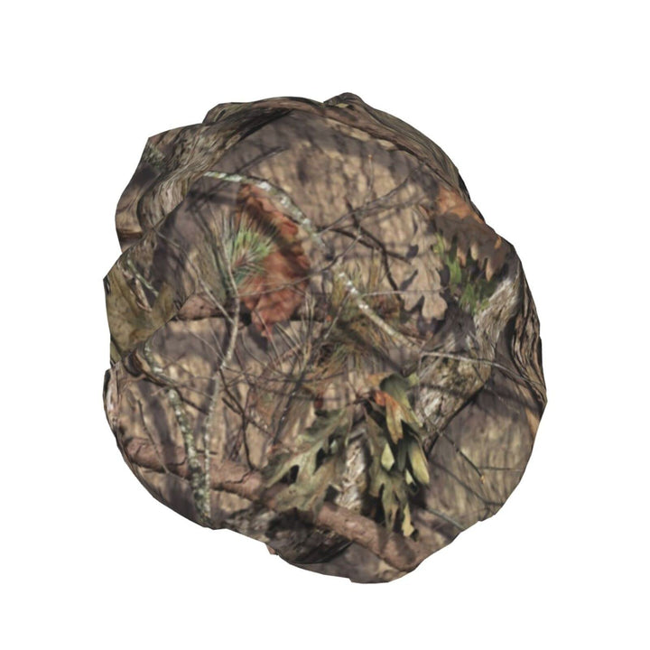 camo forest hunting camouflage Shower cap for women reusable double layers waterproof shower Hair Protector PEVA lined shower hat for all long hair lengths, stretchy adjustable shower caps