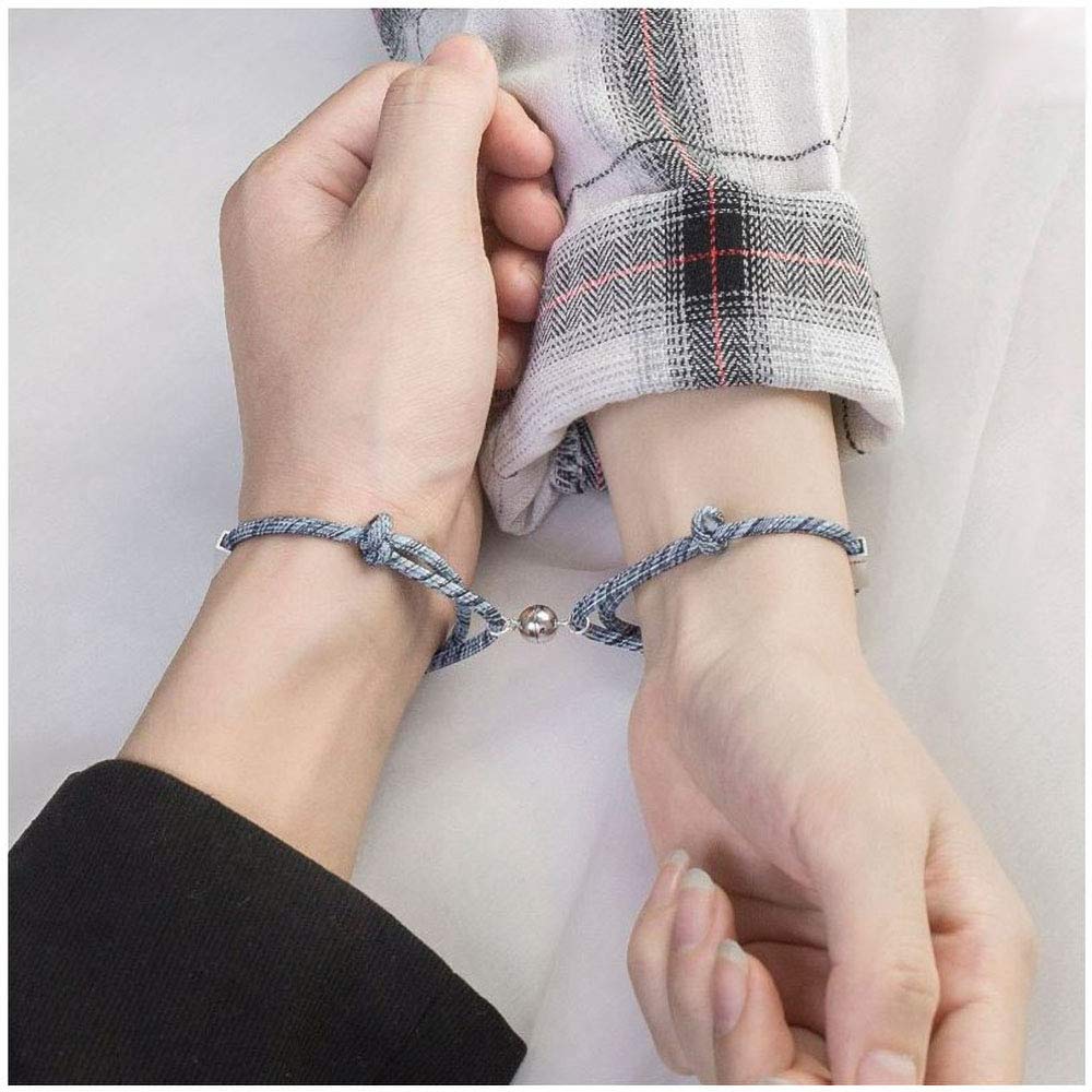 4PCS Sun and Moon Couple Promise Jewelry Set Black Hand-Woven Bracelets Couple Opening Rings for Lovers Best Friends