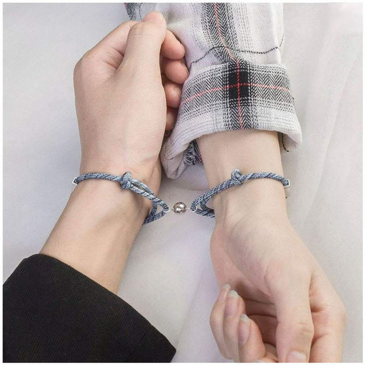 4PCS Sun and Moon Couple Promise Jewelry Set Black Hand-Woven Bracelets Couple Opening Rings for Lovers Best Friends