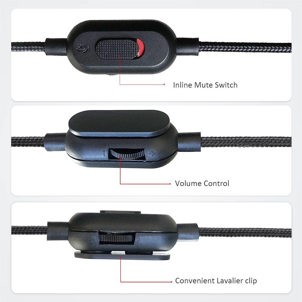 Replacement Audio Aux Cord Cable Compatible with Logitech Wired G Pro/G Pro X/G433/G233 Gaming Headset, G433 Cable Aux Cord Replacement with Inline Mic and Volume Control(6.5FT/2Meter, Black)