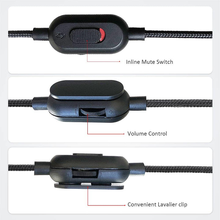 Replacement Audio Aux Cord Cable Compatible with Logitech Wired G Pro/G Pro X/G433/G233 Gaming Headset, G433 Cable Aux Cord Replacement with Inline Mic and Volume Control(6.5FT/2Meter, Black)