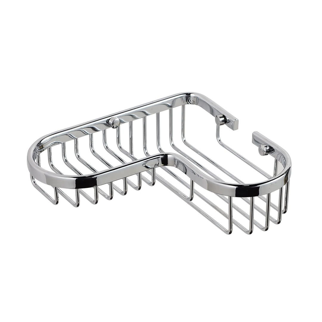 Shower Caddy Basket,Corner Shower Shelf Soap Holder,Brass Wire Basket for Inside Shower Wall Storage Bathroom Organizer in Polished Chrome