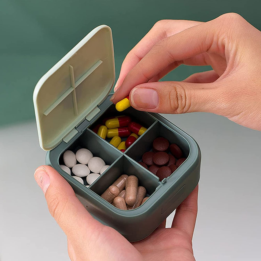 Mini Pill Case, Small Pill Box for Purse - Acedada Travel Daily Mini Pill Holder for Travel Pocket, Metal Round Vitamin Container 3 Compartments for Medicine, Supplement, Vitamin, Fish Oils - Flower