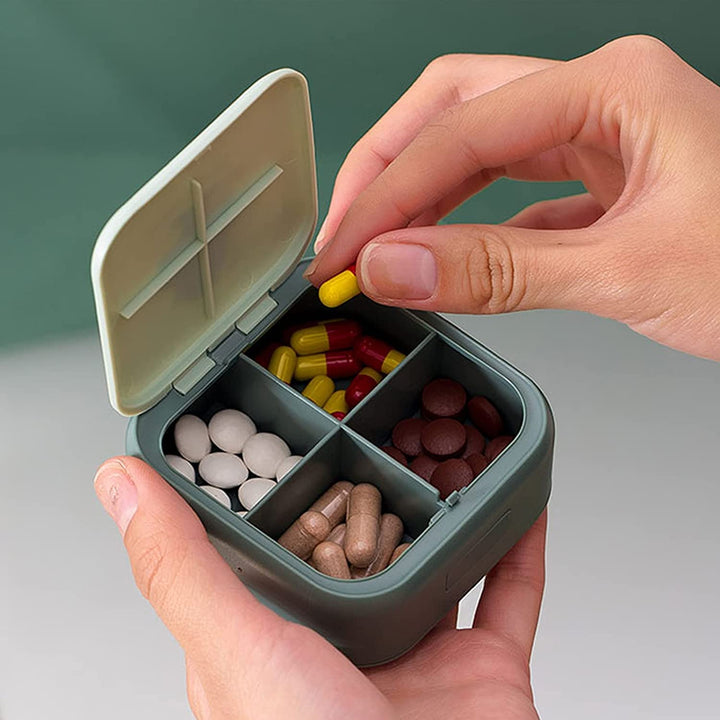 Mini Pill Case, Small Pill Box for Purse - Acedada Travel Daily Mini Pill Holder for Travel Pocket, Metal Round Vitamin Container 3 Compartments for Medicine, Supplement, Vitamin, Fish Oils - Flower