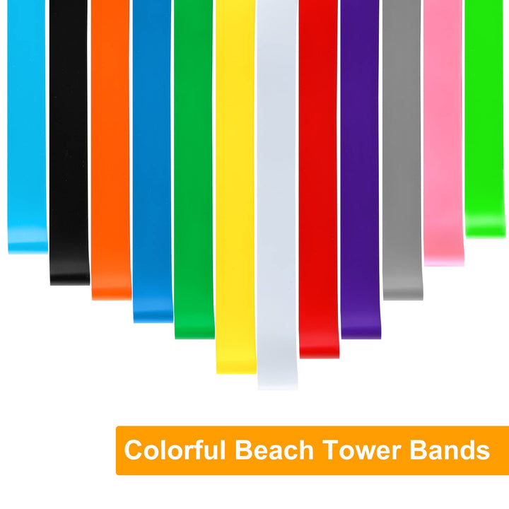 12 Pieces Towel Bands Beach Chair Towel Clips Bands Silicone Rubber Bands Elastic Thick Multi Function Wide Lightweight Holder for Lounge Chairs Pool Swim Summer Vacation, UV, Chemical Resistant