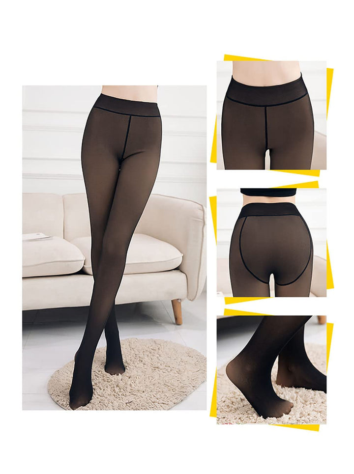 Cokosoxo Fleece Lined Tights Women Fake Translucent The
