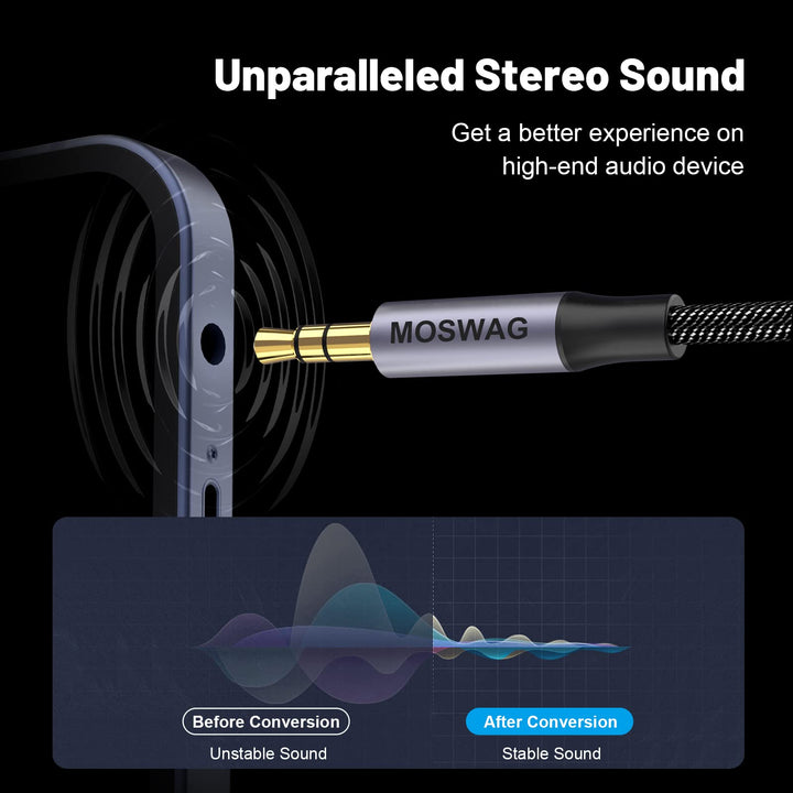 MOSWAG 3.5mm to Dual RCA Audio Cable 2 Packs,3.5mm Male