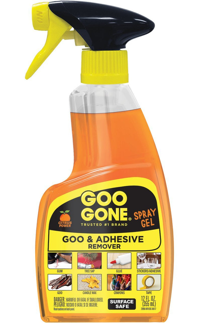 Adhesive Remover Original Spray Gel - Removes Chewing Gum, Grease, Tar, Stickers, Labels, Tape Residue, Oil, Blood, Lipstick, Mascara, Shoe Polish, Crayon - 12 Ounce