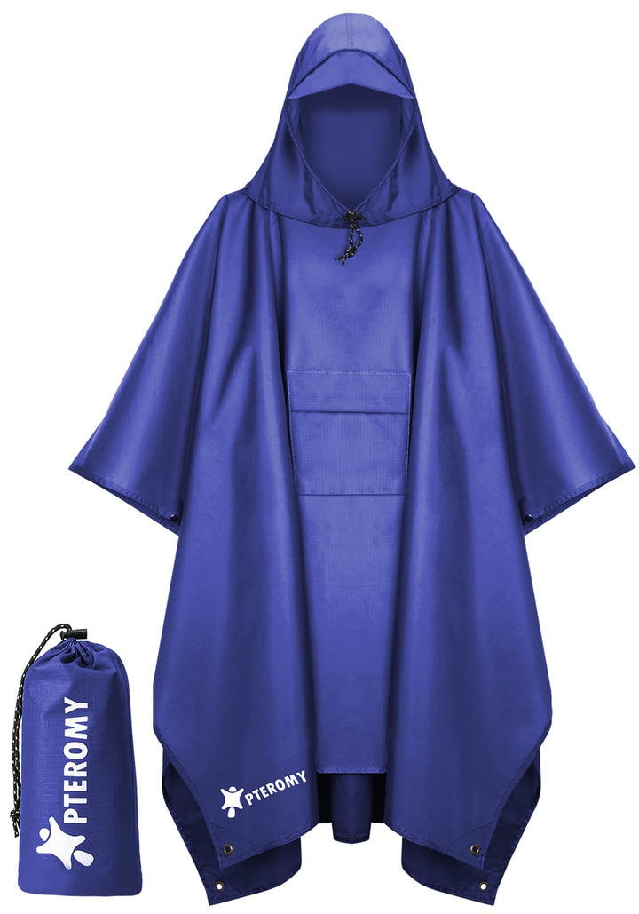 PTEROMY Hooded Rain Poncho for Adult with Pocket, Water