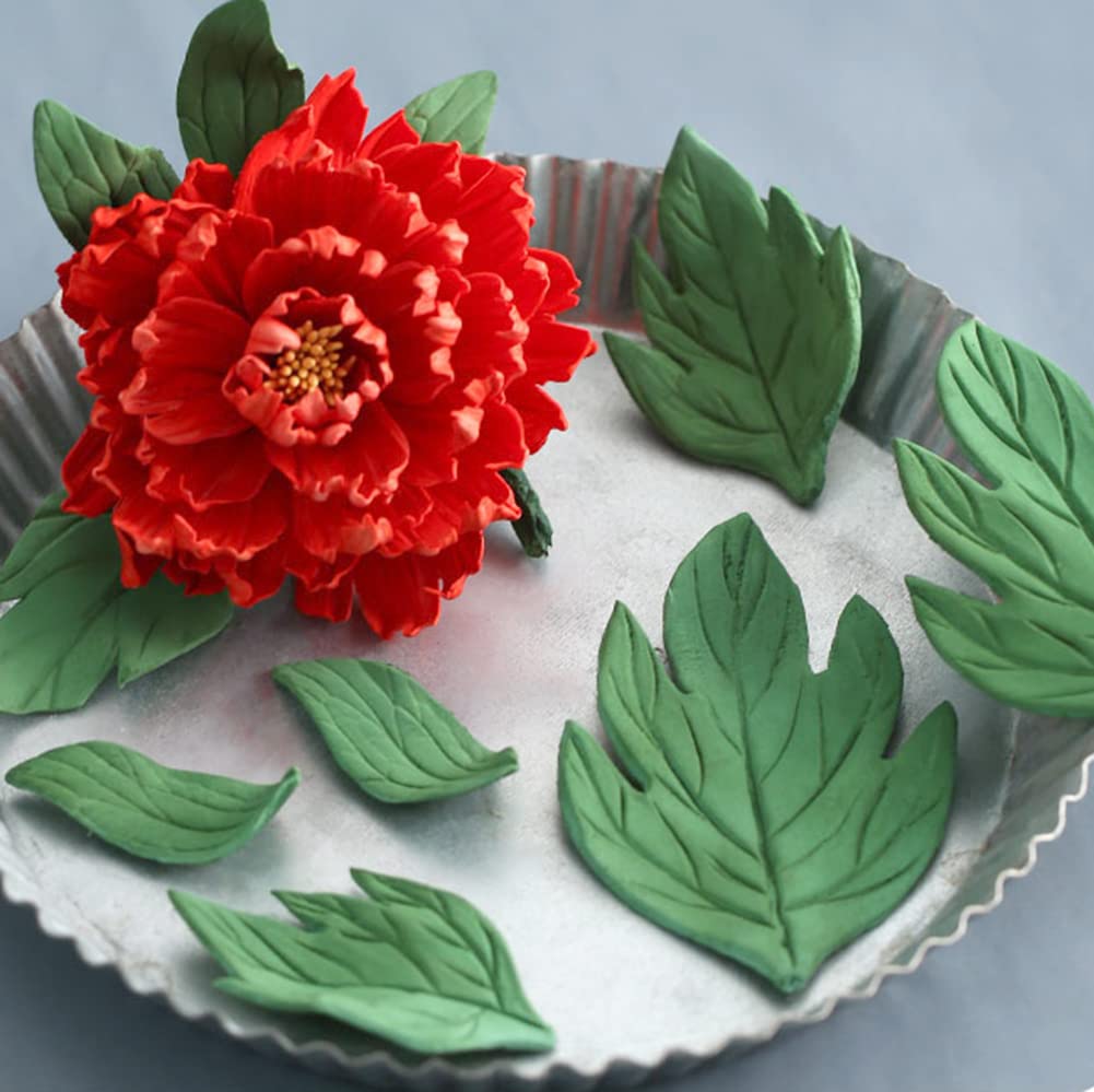 8Pcs Sugar Paste Leaf Veiners Fontant Mold Fondant Silicone Leaf Rose/Peony/Lily 3D Craft Tool