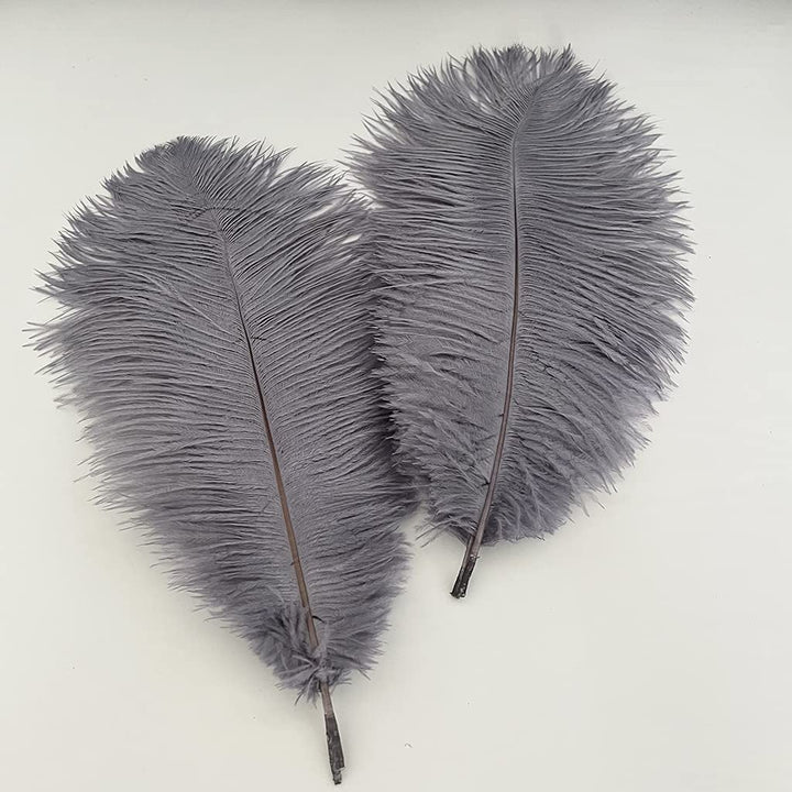 10PCS Ostrich Feather 12-14 inch(30-35cm) Plumes for Party Wedding Centerpiece Festival Vases Decoration(Grey)
