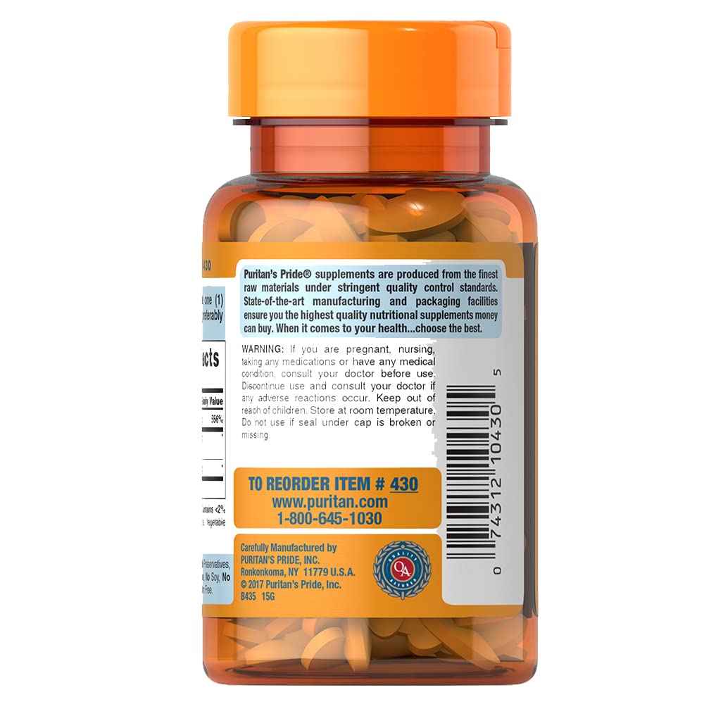 Puritans Pride Vitamin B-2 100 Mg Tablets, 100 Count