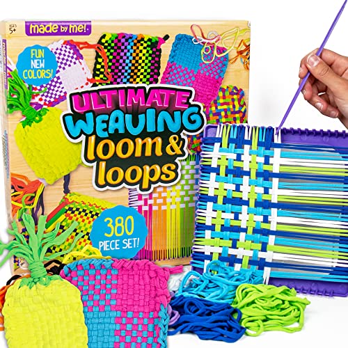 Ultimate Weaving Loom, Includes 378 Craft Loops &amp; 1 Weaving Loom with Tool, Makes 25 Projects, 9 Rainbow Colors of Weaving Loops, Hook &amp; Loop Potholder Kit, DIY Weaving Kit