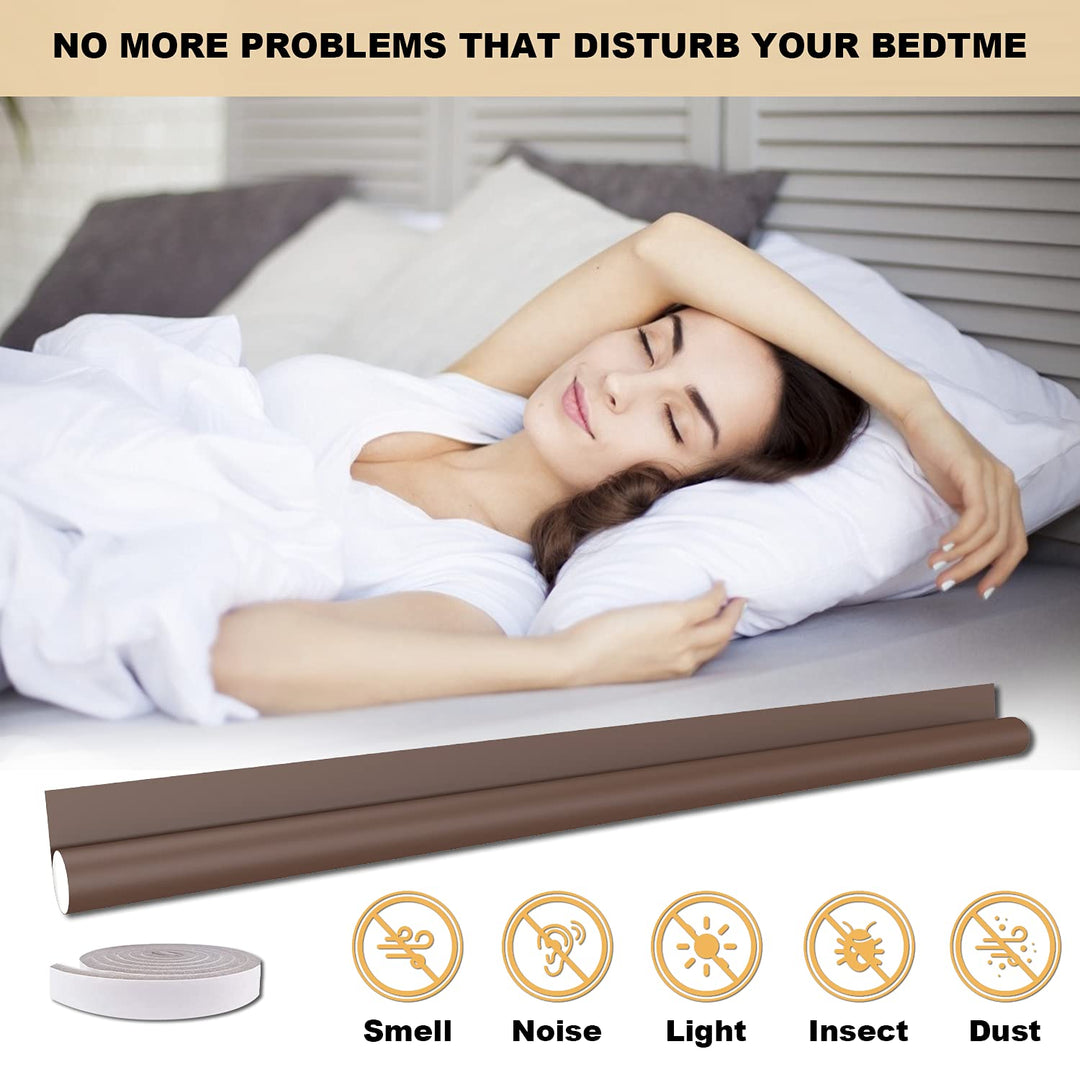 Door Draft Stopper 2 Pack, 37&#39;&#39; Adjustable Door Bottom Seal Strip, Weather Stripping Under Door Noise Stopper &amp; 4 Pack 79&#39;&#39; Door Side Gap Blocker, Suitable for Exterior/Interior Doors, Brown