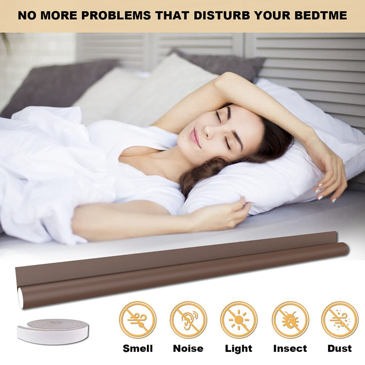 Door Draft Stopper 2 Pack, 37&#39;&#39; Adjustable Door Bottom Seal Strip, Weather Stripping Under Door Noise Stopper &amp; 4 Pack 79&#39;&#39; Door Side Gap Blocker, Suitable for Exterior/Interior Doors, Brown