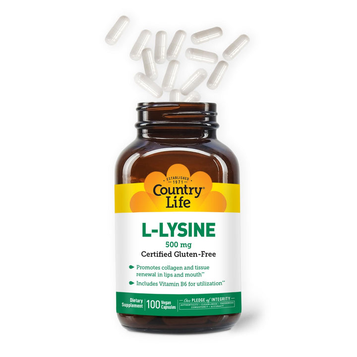 Country Life L-Lysine 500mg with B-6, Supports Immune H