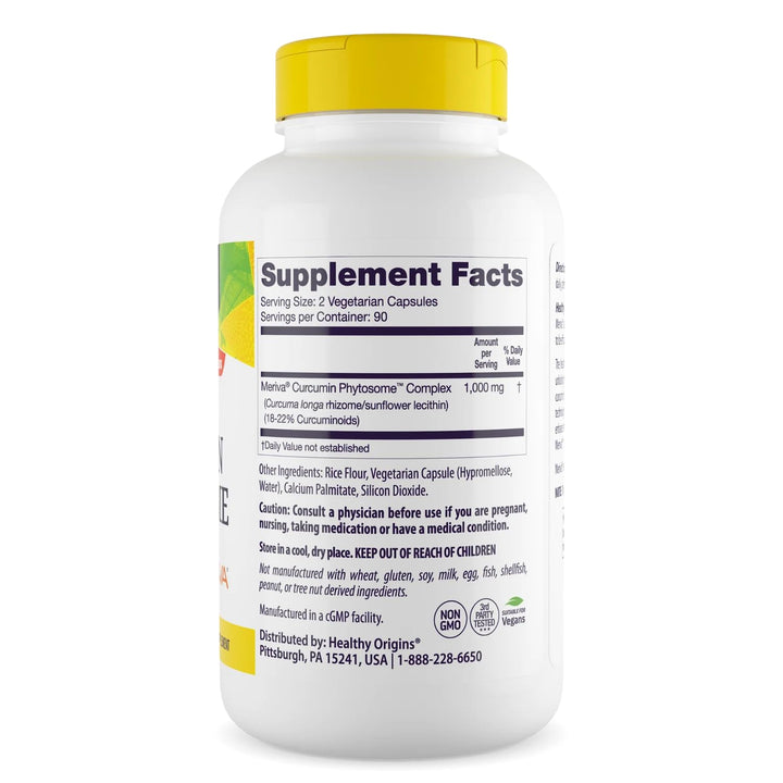 Curcumin Phytosome (Featuring Meriva SF) 500 mg, Supports Health in Joints &amp; Eyes, Non-GMO, Vegan, 180 Veggie Capsules