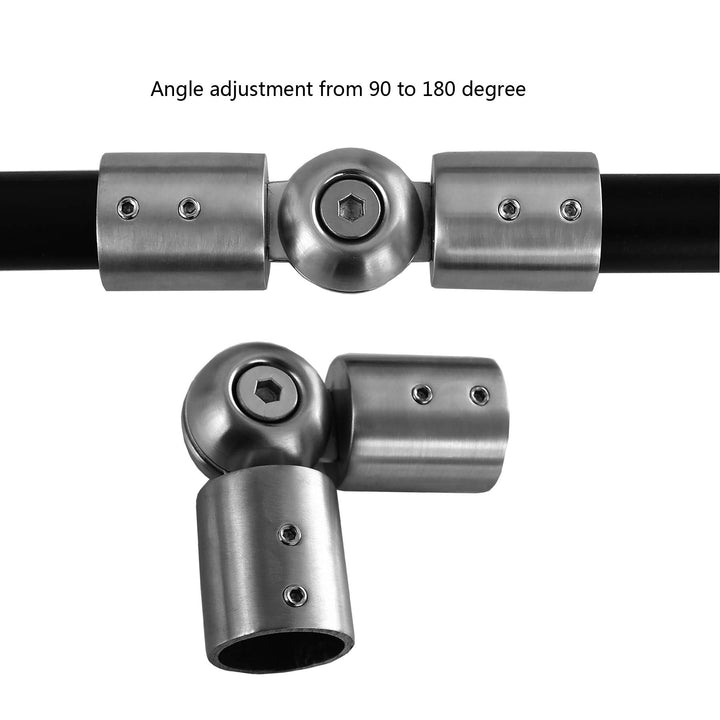 Window Heavy Duty Curtain Rods Connector Set of 2, Adjustable Curtains Rods Connector for Bay Windows Blinds with 1 inch Silver Color Stainless Steel