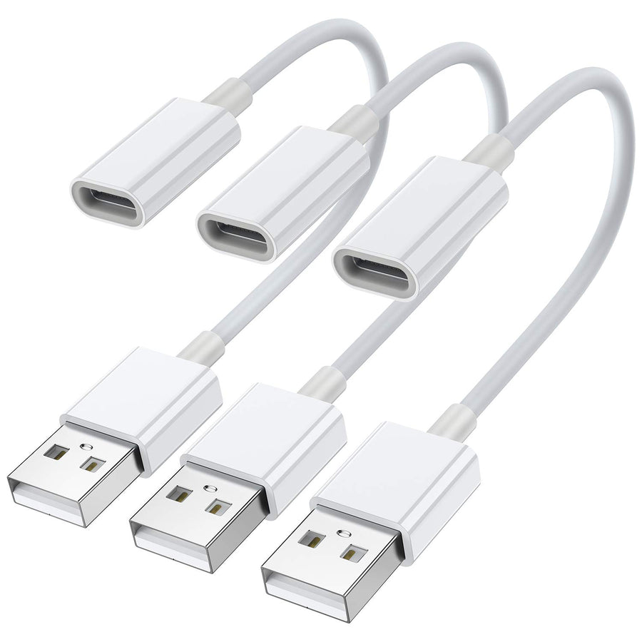 USB C Female to USB Male Adapter (3-Pack),Type C to USB A Charger Cable Adapter,Compatible with iPhone 16 15 Pro 13 12 Plus Max,iPad,Samsung Galaxy Note 10 S23 S22 S21 Plus,Google Pixel(White)
