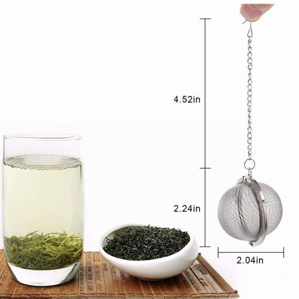 2pcs Stainless Steel Tea Strainer Mesh Tea ball Filter Net Round With Chain