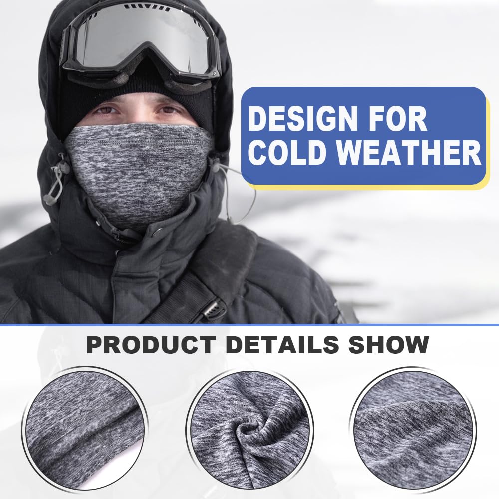 Soft Fleece Neck Gaiter Warmer Face Mask Cover for Cold Weather Gear Winter Outdoor Sports Snowboard Skiing Cycling Motorcycle Hunting Fishing Suitable Men Women AA-C-01 Gray