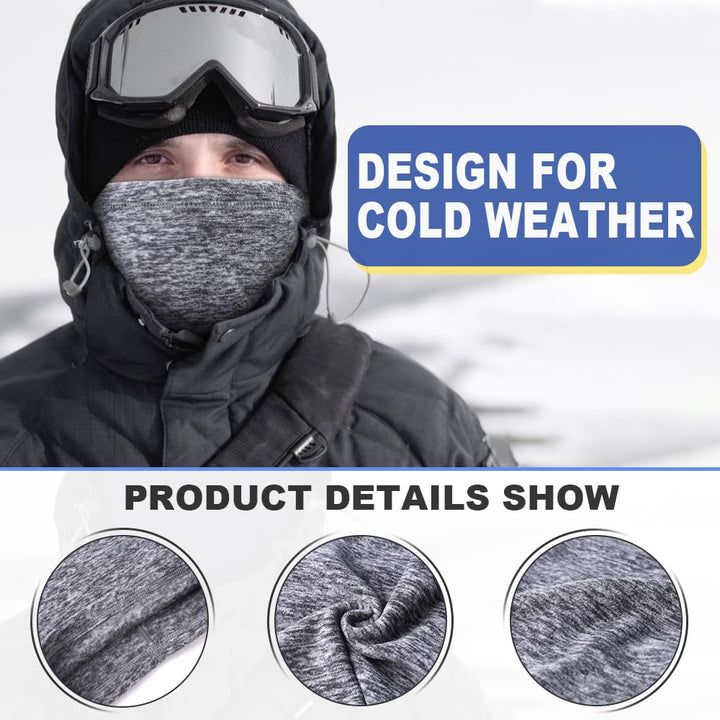 Soft Fleece Neck Gaiter Warmer Face Mask Cover for Cold Weather Gear Winter Outdoor Sports Snowboard Skiing Cycling Motorcycle Hunting Fishing Suitable Men Women AA-C-01 Gray