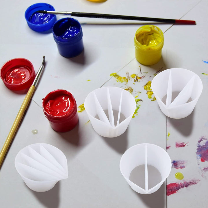 Split Cup for Paint Pouring Fluid Art Silicone Split Cup Resin Pouring Painting Tools DIY Making Drawing Accessories Reusable Split Cup with Dividers (5 Channels)