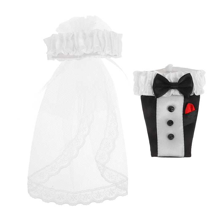 STOBOK 2pcs Wedding Wine Bag Bride and Groom Wine Bottle Cover Wedding Party Banquet Dinner Table Centerpieces Decoration
