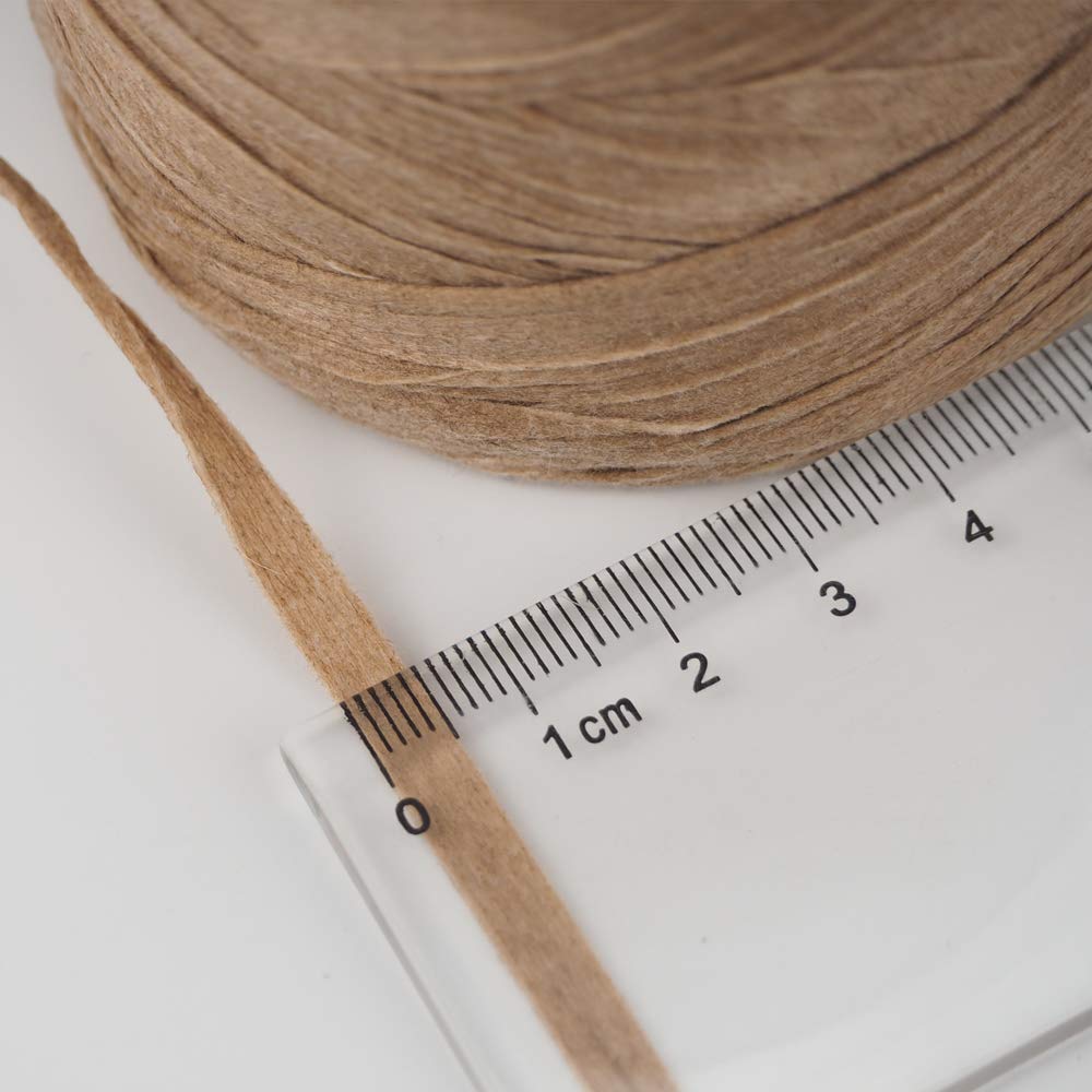 Kraft Paper Yarn Raffia Yarn Soft Craft Ribbon Yarn Polyester Yarn for Crocheting DIY Weaving-Total Length 390m(427yds, 150g)-Khaki
