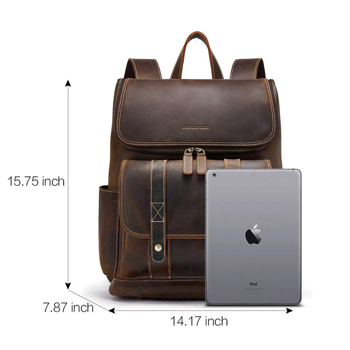 BOSTANTEN Leather Backpack for Men 15.6 inch Laptop Bac