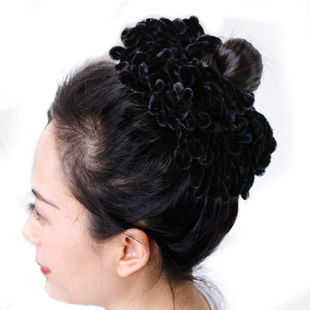 Volumising Hijab Scrunchie Plain Big Hair Ring Tie Bun Clip Hijab Scarf Volumizer Scarf (Black)