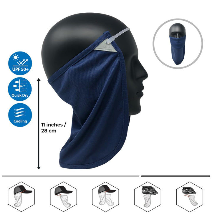 - UV Sun Protection Neck Drape Adjustable Multifunctional 2 in 1 Face Covering for Outdoor Fishing - Unisex Navy