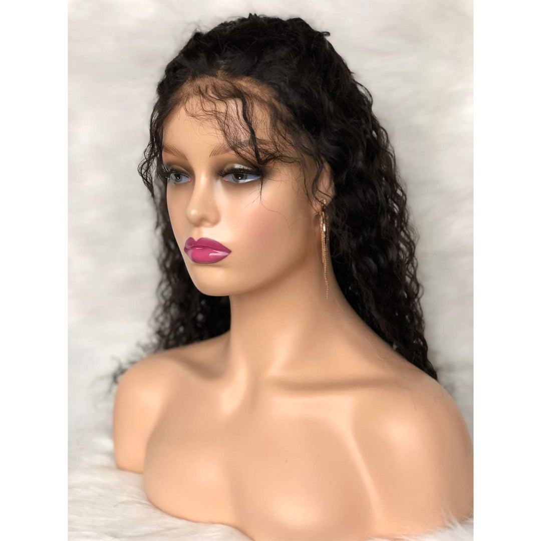 Realistic Female Mannequin Head with Shoulder Manikin PVC Head Bust Wig Head Stand with Makeup for Wigs Display Necklace Earrings Beige
