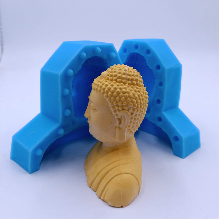 Buddha Head Design Candle Mold Decorating Candle Silicone Molds Resin Crafts Mould Plaster Concrete Statue Silicone Moulds