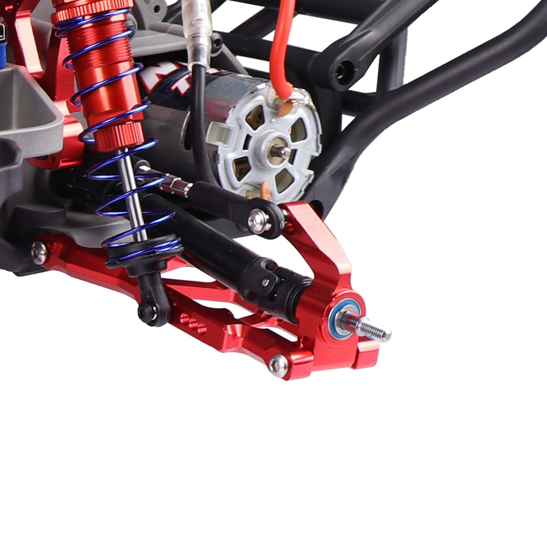 Aluminum Caster Block &amp; Front Steering Block &amp; Rear Stub Axle Carriers w/Ball Bearings for Traxxas Slash 1/10 2WD, Upgrade 3632 3736 3752, Red
