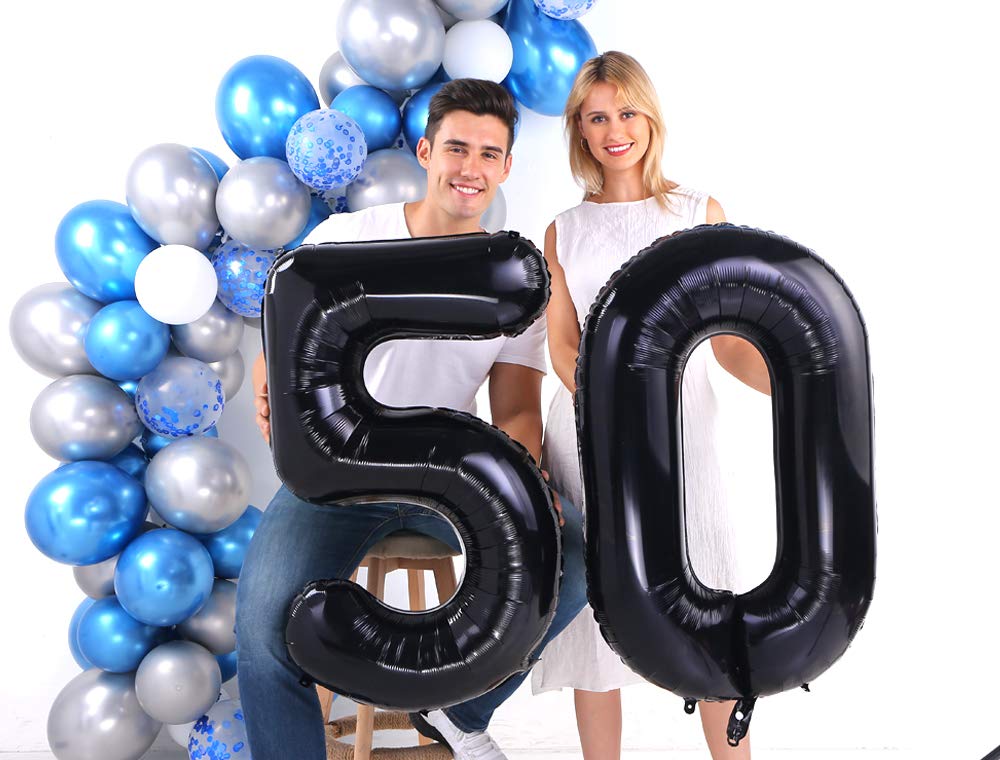 40 Inch Black 50 Number Foil Balloon 50th Birthday Party Supplies Anniversary Events Graduation Decorations
