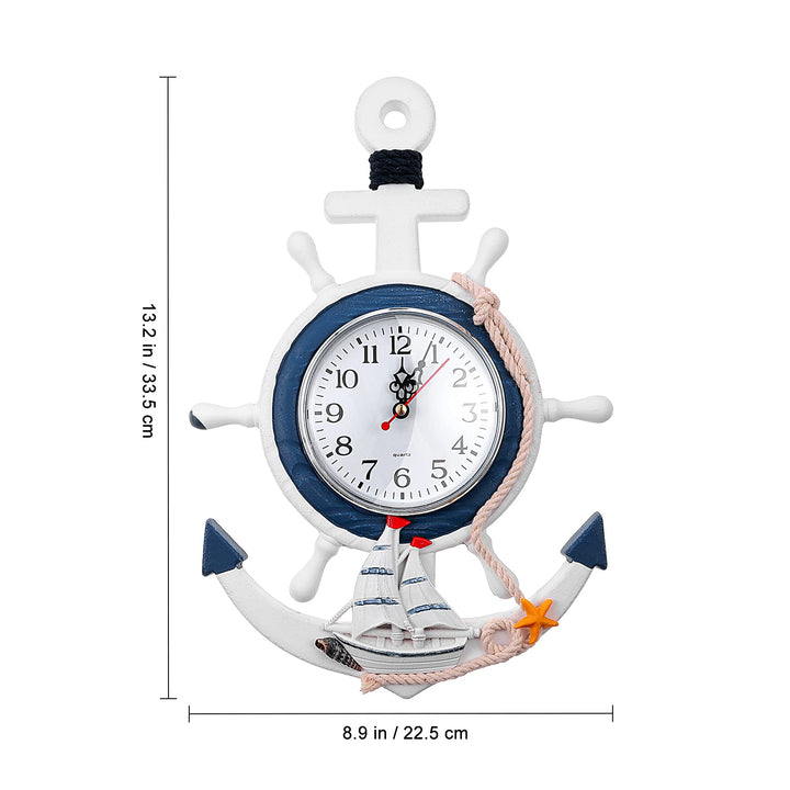 Anchor Clock Mediterranean Style Wall Clock Beach Sea T