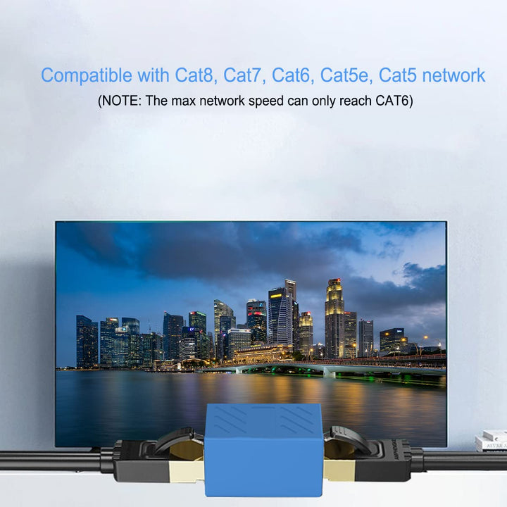Ethernet Coupler Female to Female 2-Pack, 1000Mbps RJ45 Inline Coupler Connector Ethernet Extender Adapter for Cat8, Cat7, Cat6, Cat5 Ethernet Cable