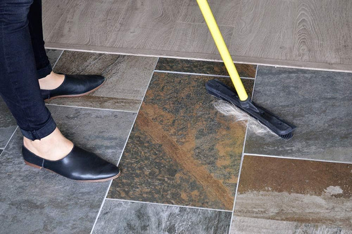 Original Pet Hair Rubber Broom with Squeegee, with 58 Telescopic Handle for Carpet, Tile and Hardwood