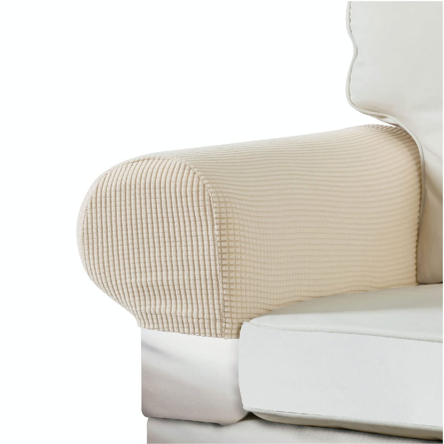 Couch Arm Covers - Stretch Armchair Cover Polyester Office Chair Armrest Covers for Sofa, Anti-Stain and Washable Arm Chair Slipcover - Coffee - Pack of 2