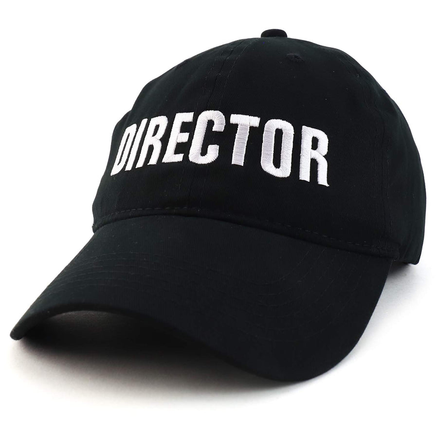 Director Embroidered Soft Cotton Low Profile Dad Hat Baseball Cap - Black