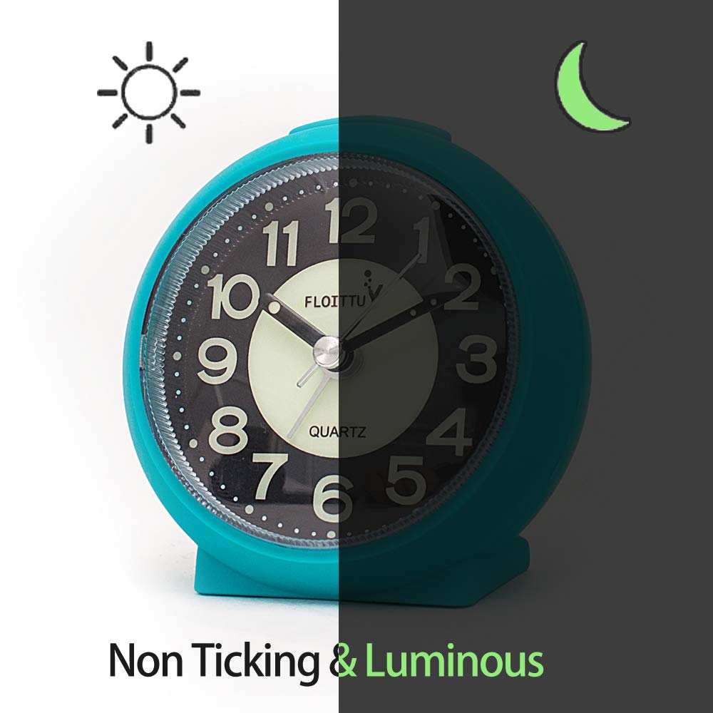 Portable Travel, Loud Beep Sound Battery Alarm Clock with Snooze and Light,Silent with Non Ticking,Luminous, Ultra Small(Sky Blue)