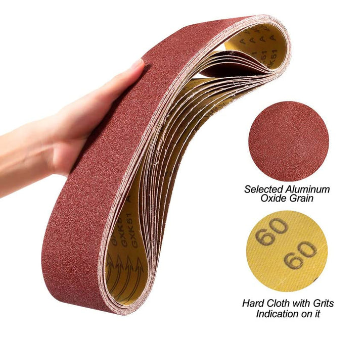 12PCS Sanding Belts 4×36-Inch Sanding Belt Belt Sander Belt Sander Paper (2 Each of 60, 80, 120,150,240,400 Grits) Aluminum Oxide