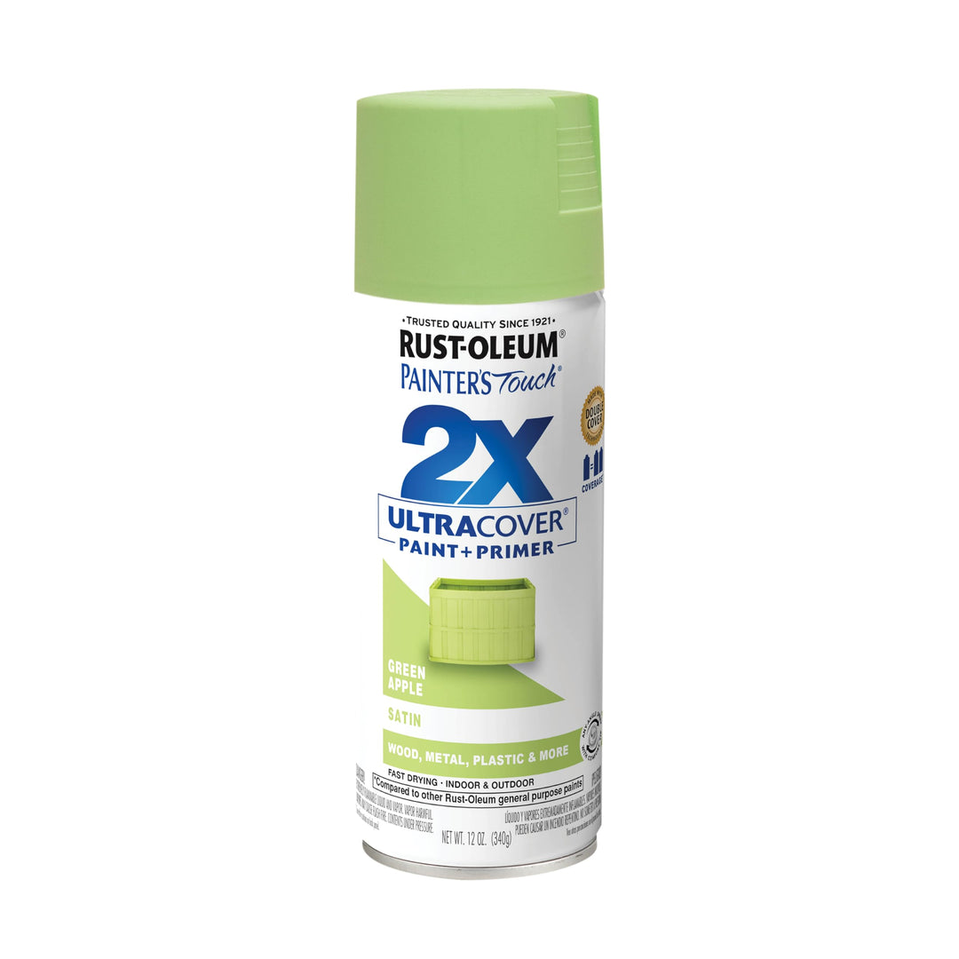 334070 Painter&#39;s Touch 2X Ultra Cover Spray Paint, 12 oz, Satin Green Apple