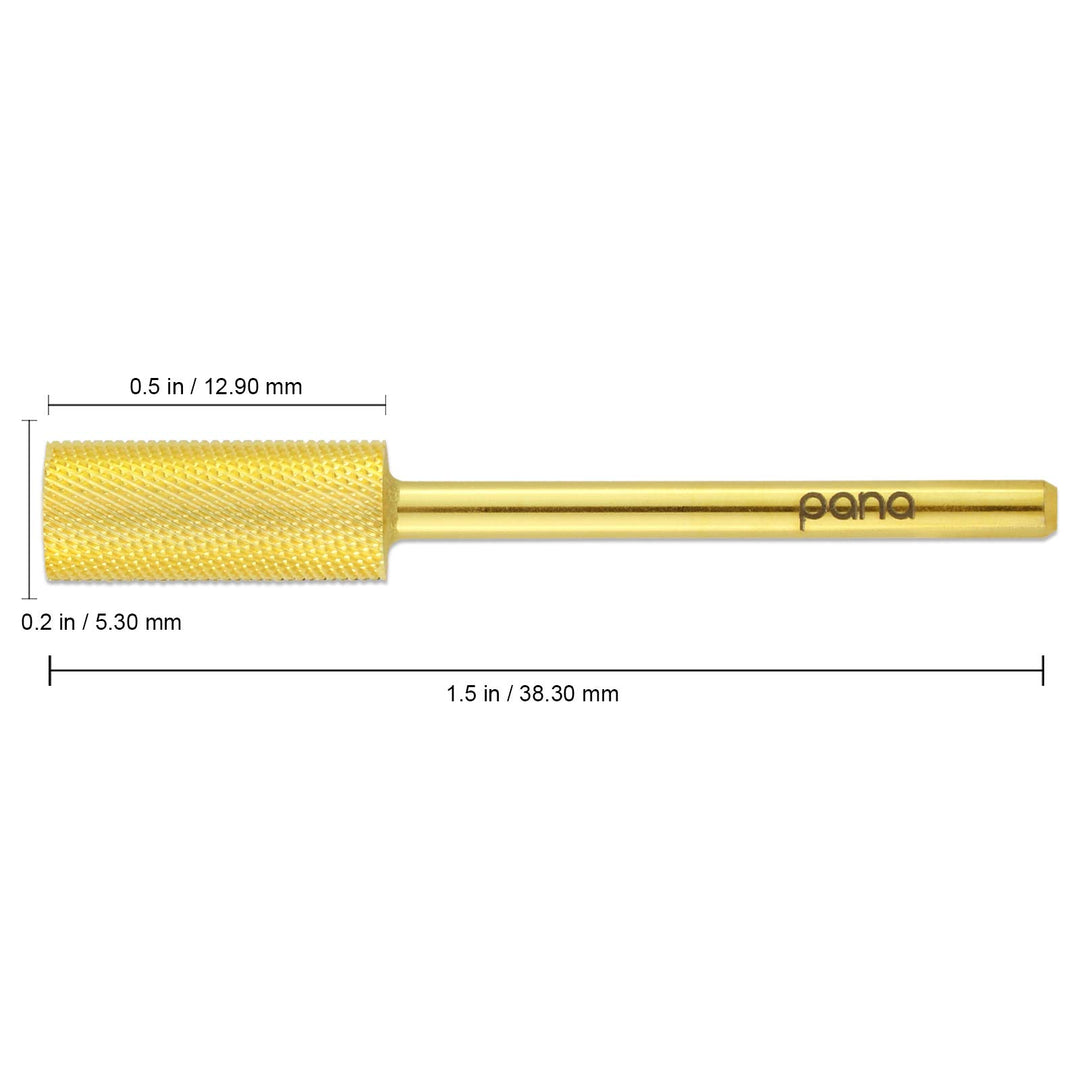 Pana 3/32 Safety Nail Carbide Bit - Gold Small Barrel Head (Grit: Extra Fine - XF) for Electric Dremel Drill Machine