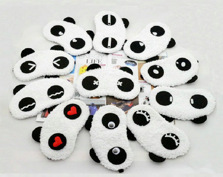 Ayygiftideas 6PCS Cute Panda Design Soft Plush Eyeshade Eyepatch Travel Sleep Blinfold Eye Mask